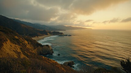 Coastal Sunset Over Dramatic Pacific Ocean Cliffs
