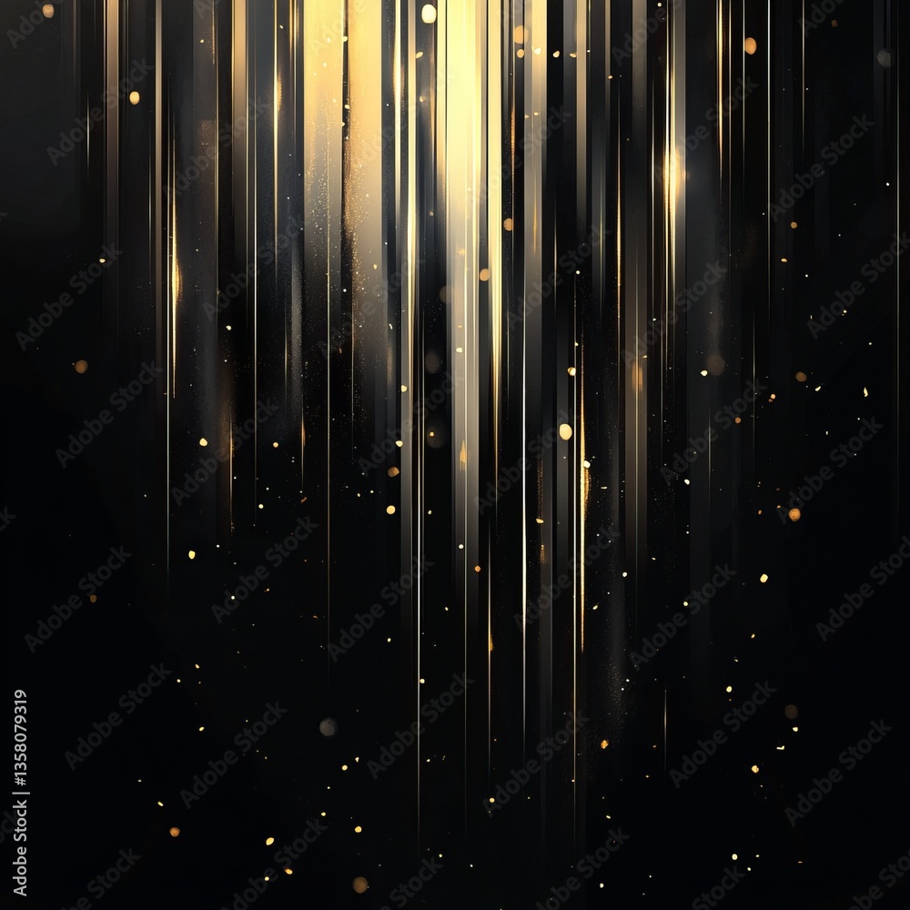 Poster abstract golden vertical lines and shimmering particles create a captivating illusion of movement an