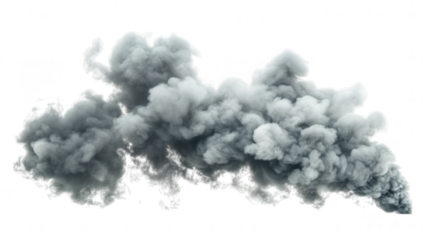 dense cloud of gray smoke billowing against a white background illustrating themes of pollution or fire it can be used in various contexts such as environmental issues or industrial activities