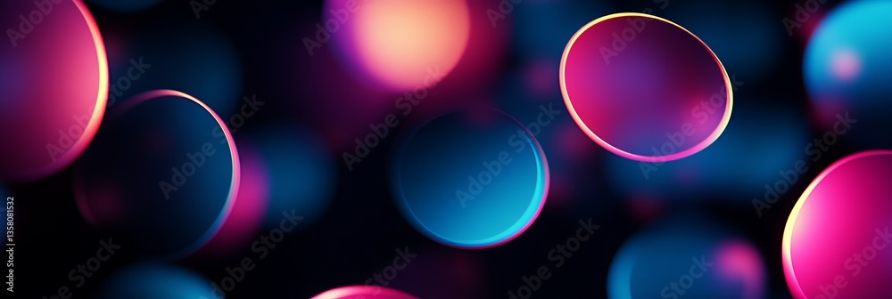 Poster vibrant abstract background with colorful circles on a dark canvas highlighting depth and movement i