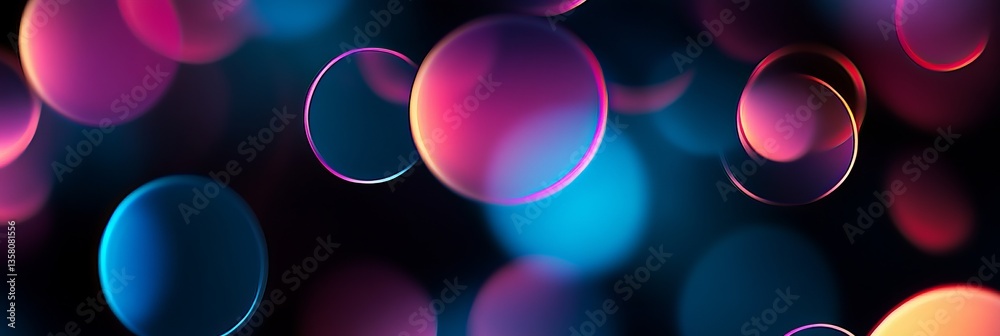 Poster colorful abstract bubbles float against a dark background with vibrant hues creating a dynamic visua