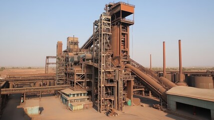 Naklejka premium Imposing Industrial Complex Arid Landscape Setting