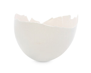One piece of broken eggshell isolated on white