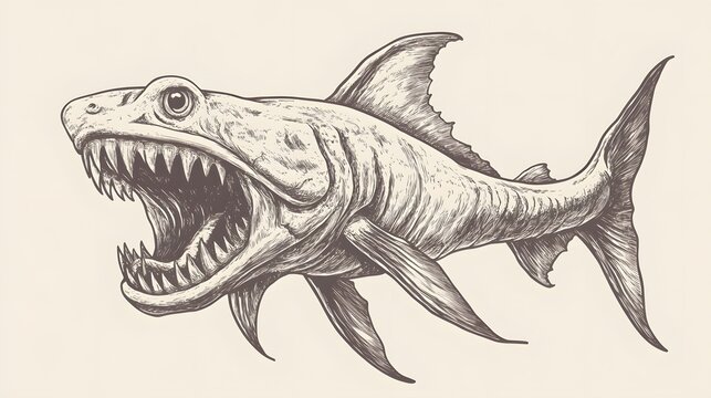 Cetus Huge Sea Creature or Sea Monster Isolated Giant in Ocean - Stock Photo