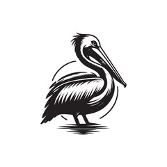 Black Color Penguin Silhouette Vector Illustration, Solid White Background