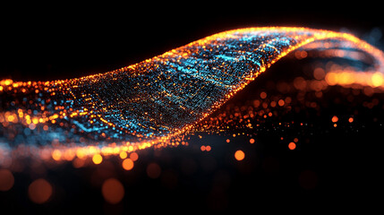 Large digital funnel in rainbow colors representing big data technology and information processing. Abstract concept of data collection, analysis, and transformation into insights