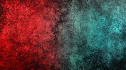 Fototapeta premium black and red blurred background with rough grunge grain texture, accented by a dark green glowing gradient and noise effect. Minimalistic bright light tone with empty caption space for modern design