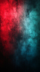 Obraz premium black and red blurred background with rough grunge grain texture, accented by a dark green glowing gradient and noise effect. Minimalistic bright light tone with empty caption space for modern design