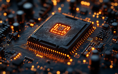 close up of computer circuit board
