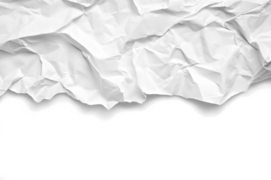 Realistic torn white paper. old crumpled wrinkled ripped paper on transparent background, top view. Space for digital designs or base for text, grunge design elements, PNG