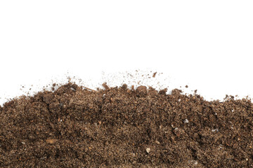 Fresh soil isolated on white, top view