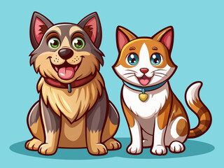 vector of  Happy cat and dog isolated on transparent background