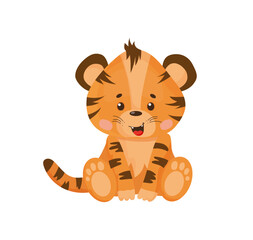 Sitting Cartoon Tiger Cub