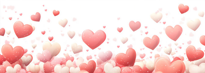 a transparent background with pink and white hearts floating around it,