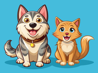 vector of  Happy cat and dog isolated on transparent background