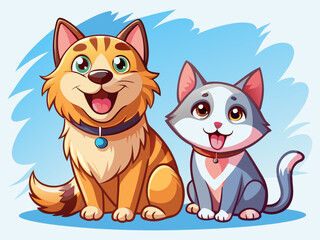 vector of  Happy cat and dog isolated on transparent background