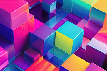 Obraz premium Colorful Abstract Cube Landscape Featuring Dynamic Gradient Hues