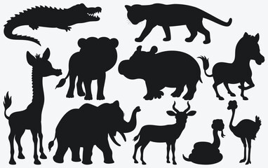 Diverse Animal Silhouettes Collection for Creative Use – Ideal for Graphic Design, Crafts, and Decor – Capture the Essence of Wildlife with Striking Black Shapes for Unique Artistic Projects