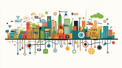 Connected Cityscape Illustration