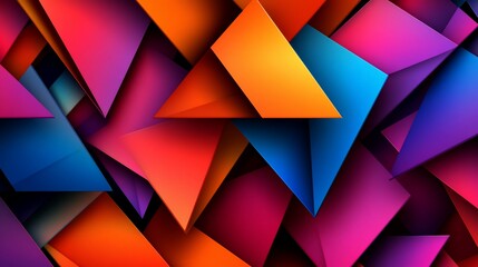 Obraz premium Dynamic Composition of Interlocking Colorful Triangular Geometric Shapes
