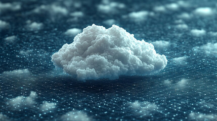 Cloud in a server room symbolizes cloud migration and digital transformation, representing a shift toward modern, efficient technology with a minimalistic and bright design