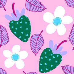 Summer fruits seamless strawberries pattern for wrapping paper and fabrics and kids clothes print and fashion textiles