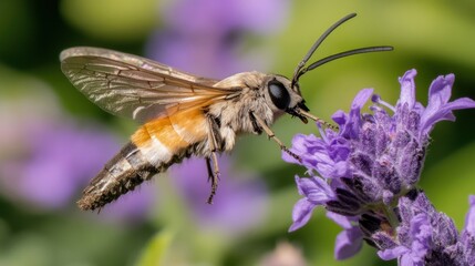 Bee Hoverfly Feeding on Lavender Flower