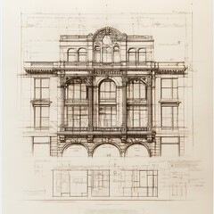 Obraz premium Detailed architectural blueprint showcasing modern building construction and design plans image