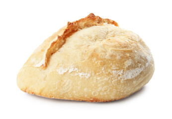 Whole loaf of freshly baked bread isolated on white
