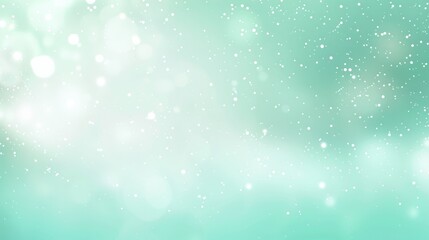 Fototapeta premium Mint Green Bokeh Background With Snowflakes & Glitter Effect - Festive Abstract Design