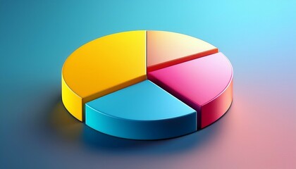 Modern 3D Pie Chart and Bar Graph Infographic – Colorful Business Data Presentation with Financial Growth Trends