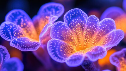 Obraz premium Illuminated Bio Luminescent Flowers Glowing Brightly
