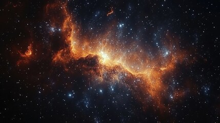 Naklejka premium Cosmic Nebula Fiery Clouds in Deep Space