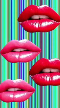 Abstract Minimal Pop Art Motion Design Animation Of Lips vertical video