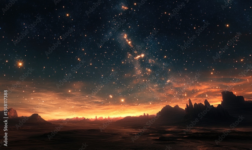 Canvas Prints a starry night sky with a few clouds in the background