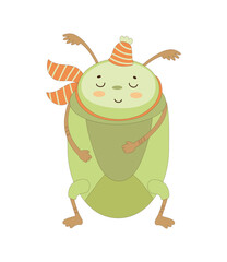 Cartoon Green Beetle