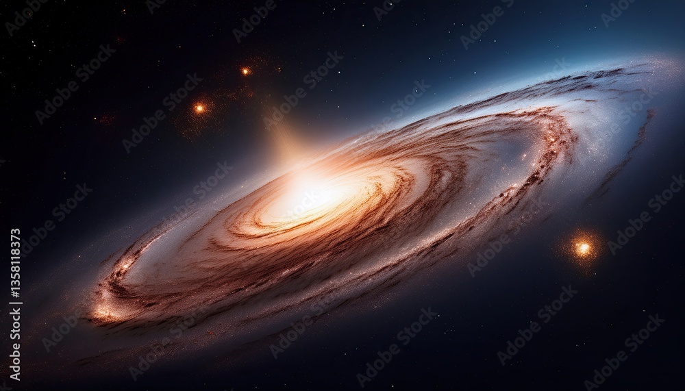 Poster exploring the mysteries of a dwarf galaxys formation and shining core in the vast cosmos