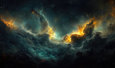 Fototapeta premium A dark sky with a few clouds and stars