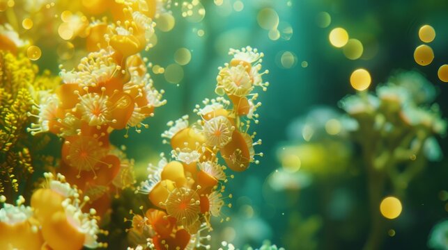 Underwater Fantasy: Soft Coral With Bokeh Lights, Dreamy Sea Life Background
