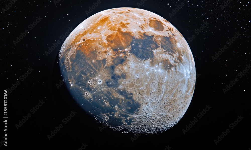 Wall mural a close up of the moon with a red and orange hue