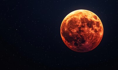 Fototapeta premium A red moon is in the sky above a dark background