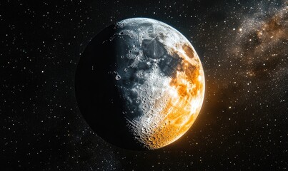 Obraz premium A close up of a moon with a red and orange spot on it