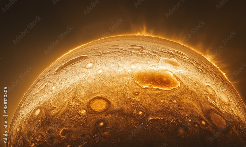 Wall mural a close up of a planet with a sun in the background