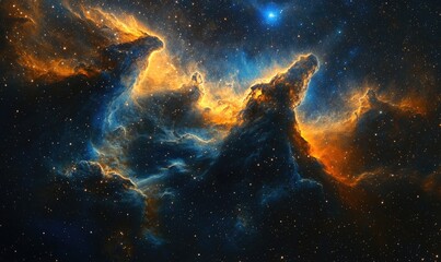 Fototapeta premium A beautiful and colorful space scene with a large orange cloud in the middle
