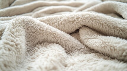 Soft Beige Fluffy Fleece Blanket Texture