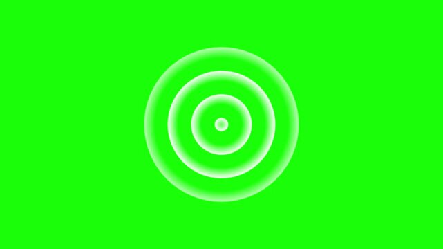 Minimalist radio wave signal animation on a green background, Radio wave animated signal