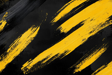 Dynamic Yellow and Black Brush Strokes on Dark Canvas