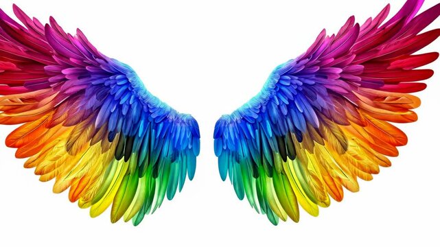 Colorful angel wings illustration on a white background evoking feelings of freedom and creativity