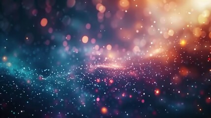 Fototapeta premium Abstract Galaxy Background With Glittering Stars And Bokeh Lights Effect. Festive Particle Illustration