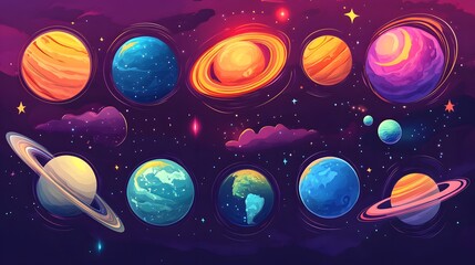 Detailed Solar System Planet Vector Infographic for Educational Use and Science Illustrations